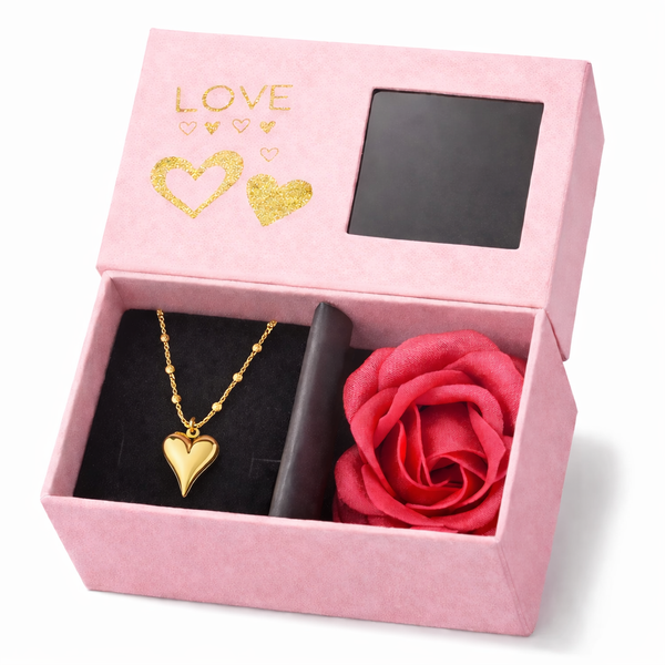 Heart Ball Chain Necklace with Box