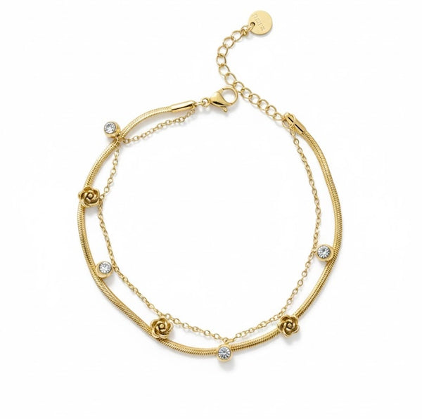 Double Layer Rose Stone Chain Bracelet