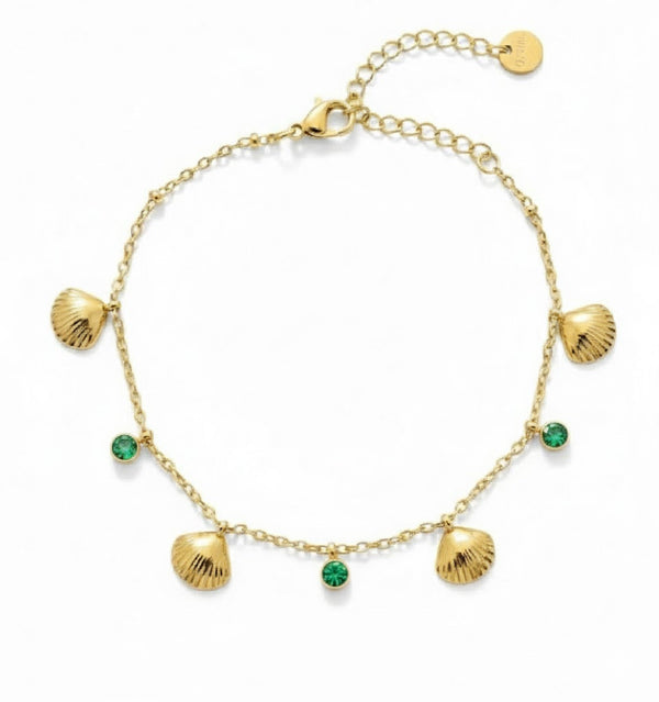 Shell Emerald Stone Dainty Bracelet