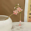 Pink Double Flower Fringe Hairpin hair clip – alternate angle