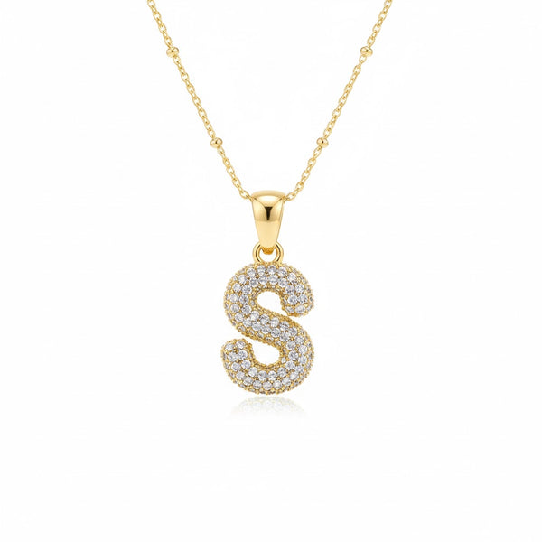 Diamond Studded Bubble Letters~ Necklace