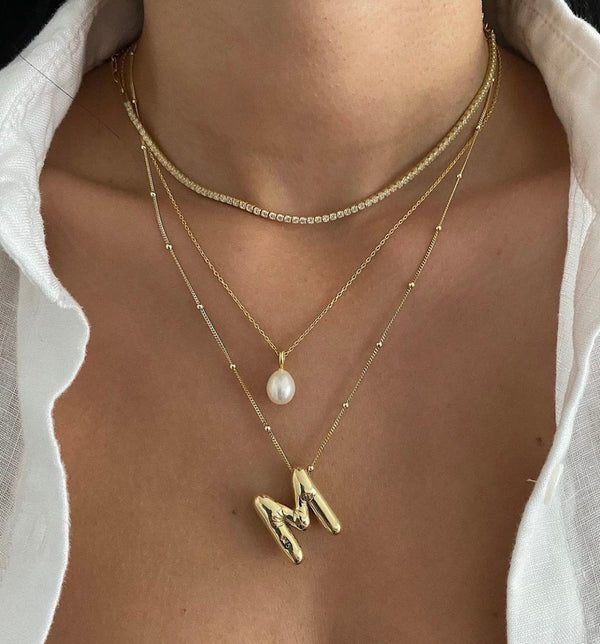 Viral Gold Bubble Letters Necklace