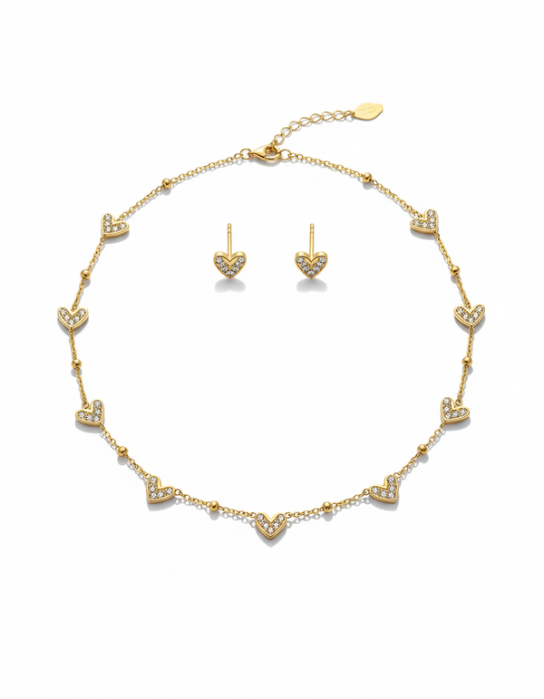 Dainty Heart Chain with Earrings
