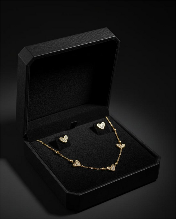 Dainty Heart Chain with Earrings