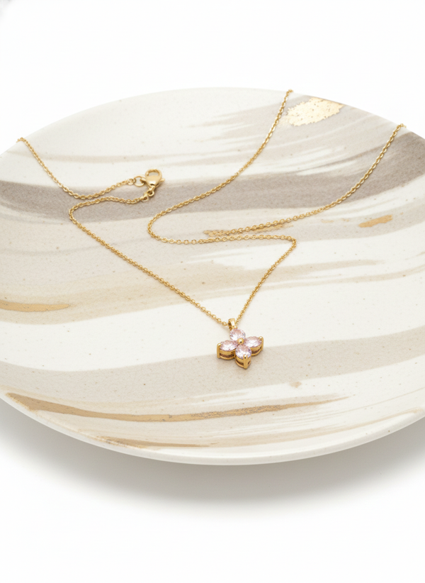 Dainty Pink Bloom Necklace