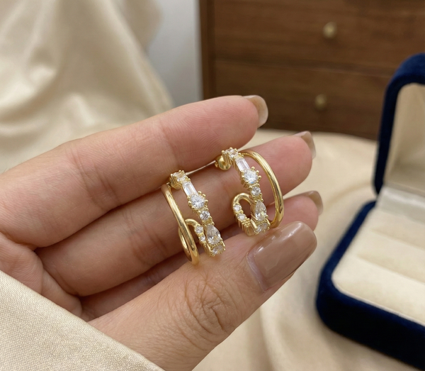 Diamond Baguette Hoop Earrings