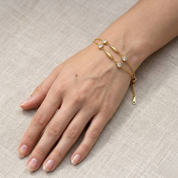 Double Crystal Stud Bracelet