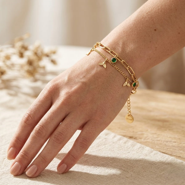 Dual chain emerald fin Bracelet
