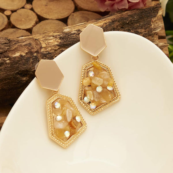 Crystal Yellow Dangler Earrings