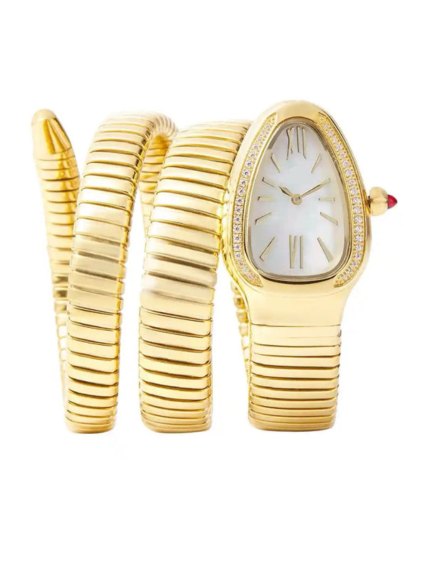 White Dial Gold Serpent Watch