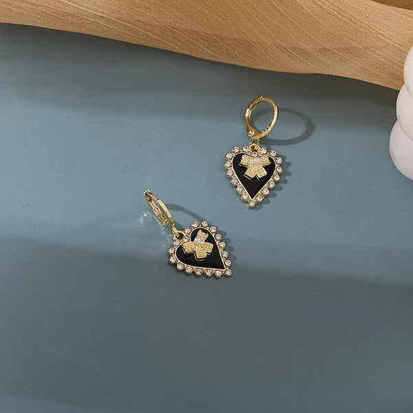 Black heart Bow Earrings