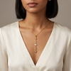 Studded Star Heart Y Necklace