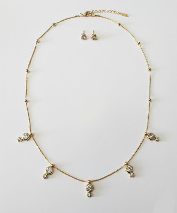 Crystal Cut Necklace with Earrings