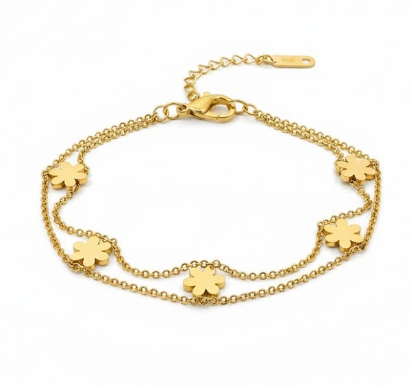 Flower Dual Strand Chain Bracelet