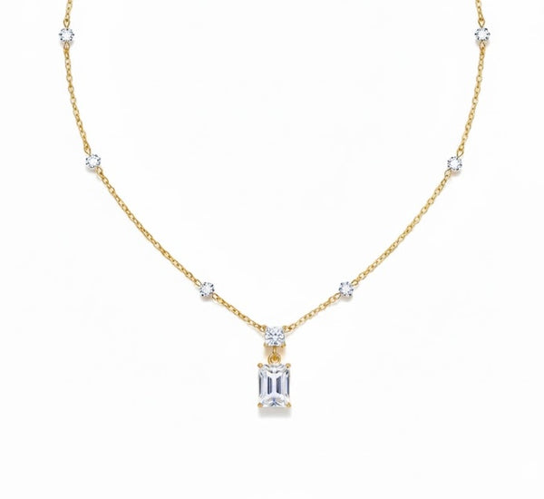 Cube Crystal Dangle Necklace