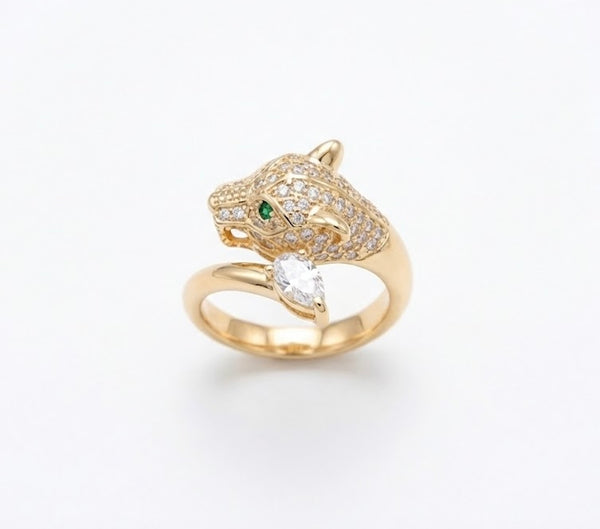 Majestic Panther Gold Finish Ring