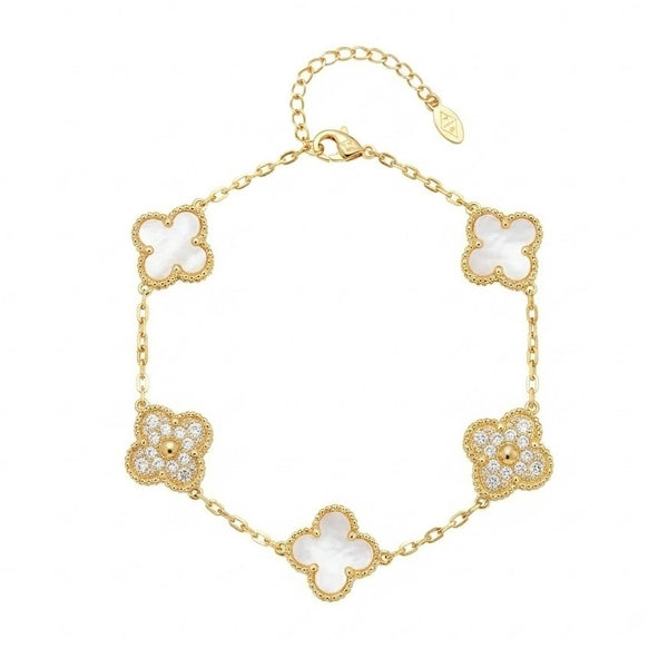 White Crystal Alt Clover Bracelet