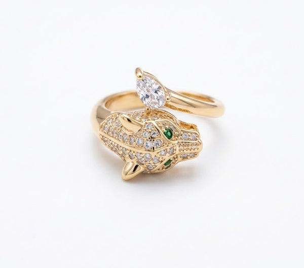 Majestic Panther Gold Finish Ring