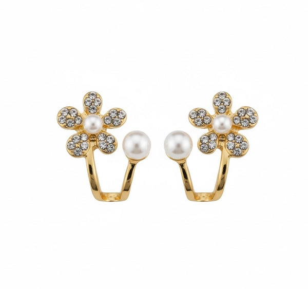Pearl Flower Cuff Earrings