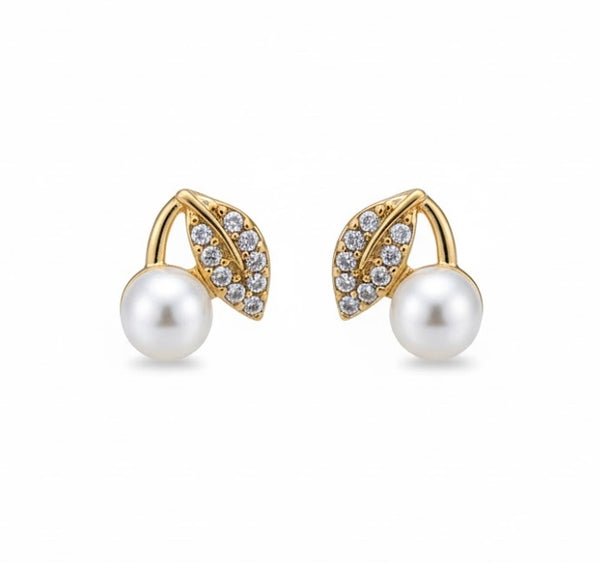 Pearl Crystal Leaf Earring