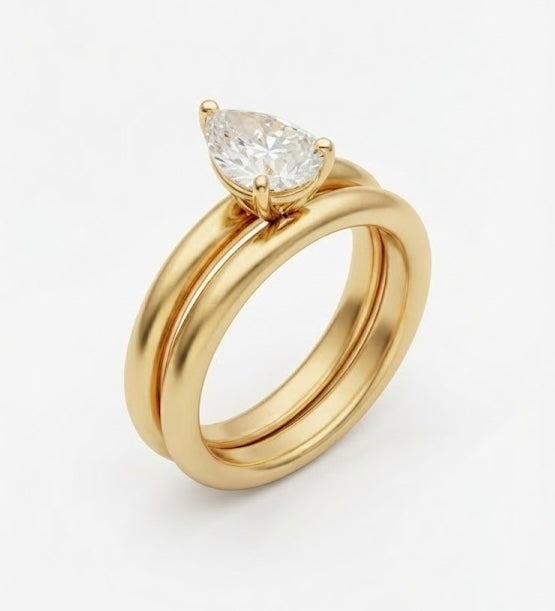 Crystal Pear Cut Ring