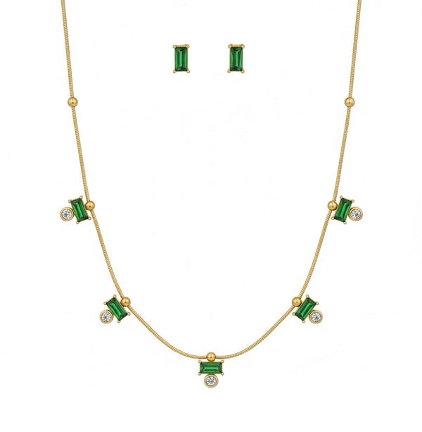 Emerald Ellie Necklace with Earrings