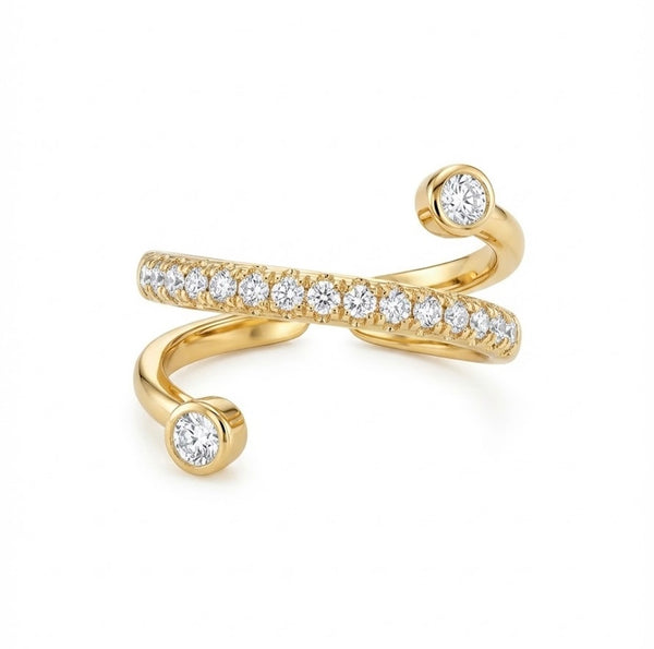 Studded adjustable crossover Ring