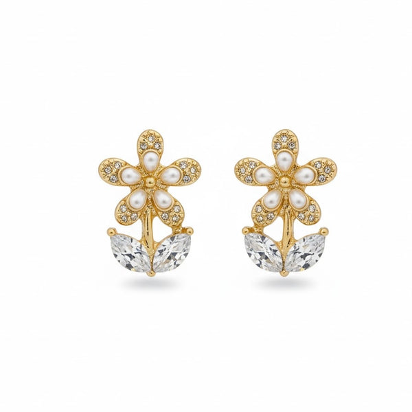 Dainty Glass pearl Flower Earring
