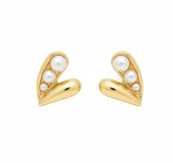 Half Pearl Gold Solid Earring