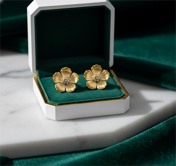Gold Daisy Stud Earrings