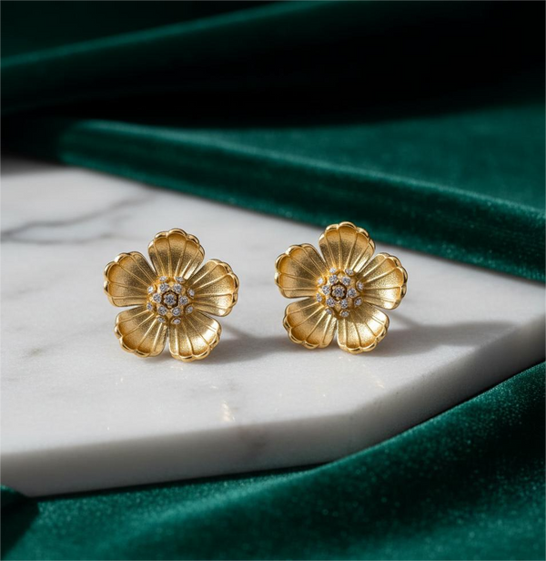Gold Daisy Stud Earrings