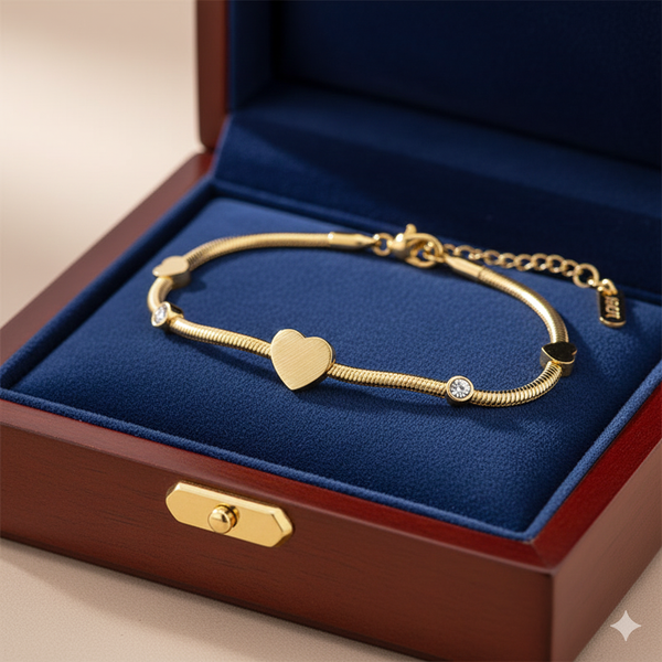 Heart Charm Snake Chain Bracelet