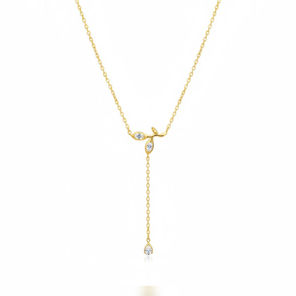 Crystal Leaf Charm Necklace