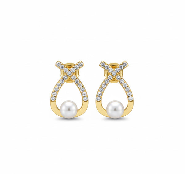 Pearl cross path Earring