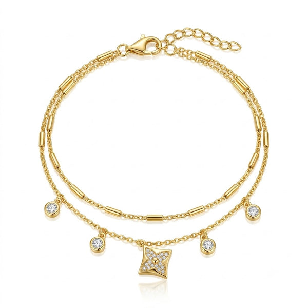 Dual Layer Studded Clover Bracelet