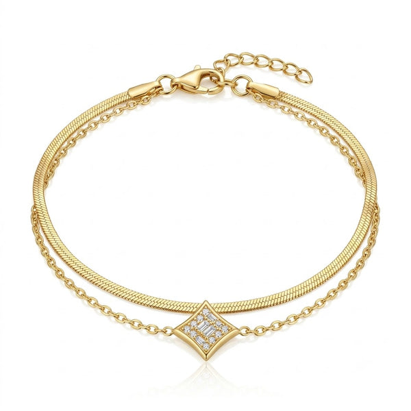 Double Chain Studded Diamond Bracelet