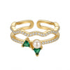 Emerald Bow Pearl Ring