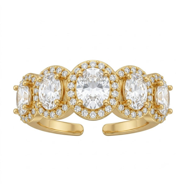 Oval Crystal Link Ring
