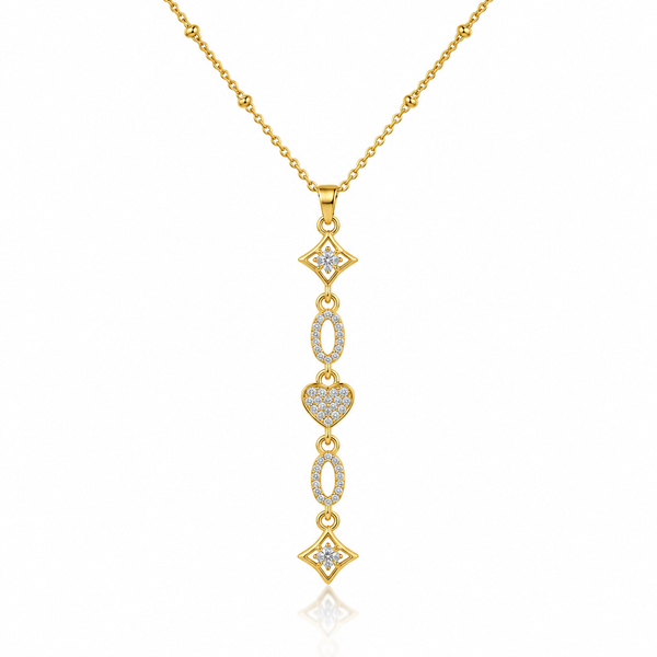 Studded Star Heart Y Necklace