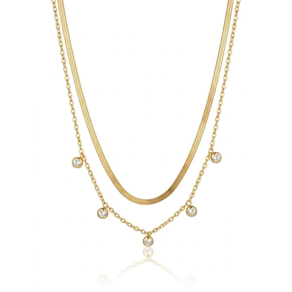 Dual Layer Crystal Chime Necklace