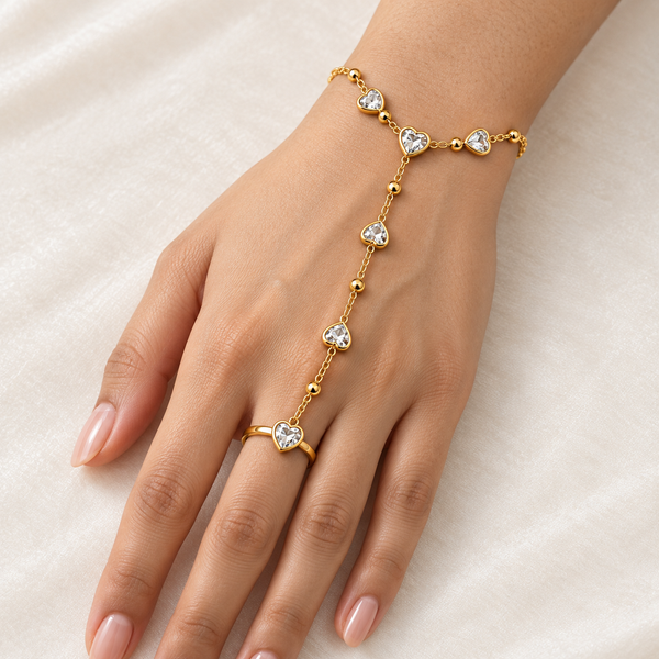 Heart Studded Handchain