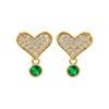 Studded Heart Green Accent Earring