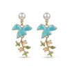 Pearl Floral Blue Earrings