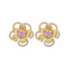 Gold Flower Lavi Crystal Earring