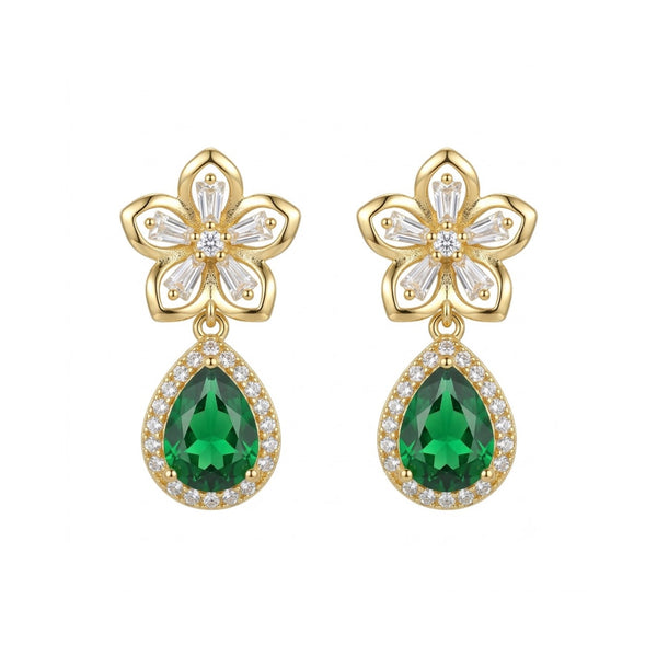 Emerald Drop Bloom Earring