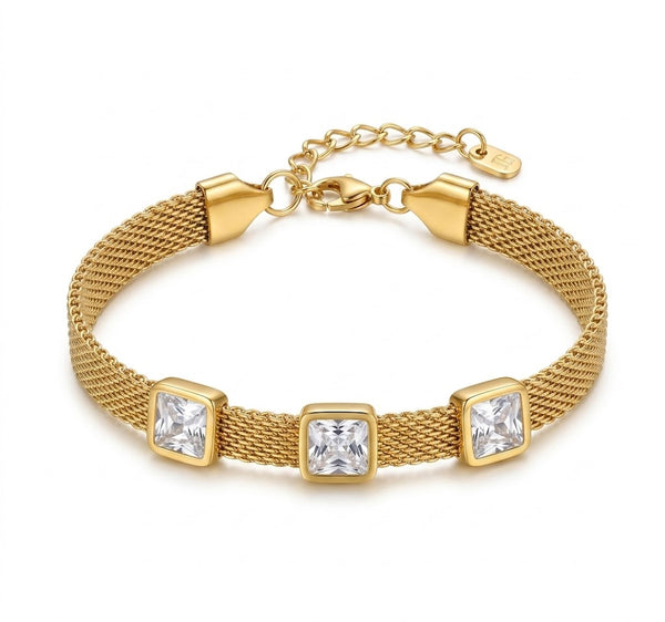 Crystal Cube Mesh Bracelet