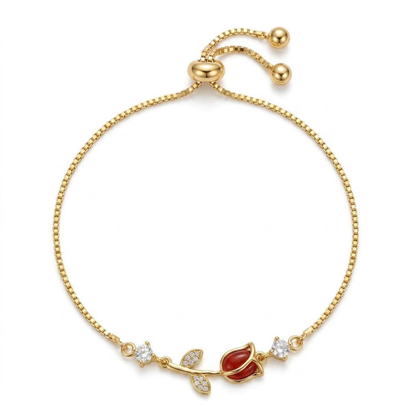 Orange Tulip Bracelet - Adjustable