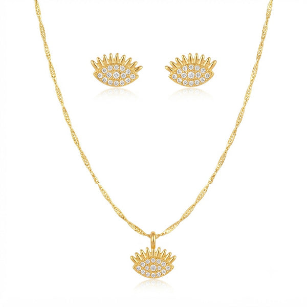 Studded Eye Necklace With Earrings