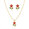 Ruby Flower Necklace with Earrings
