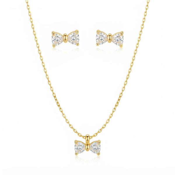 Crystal Bow Necklace with Earrings